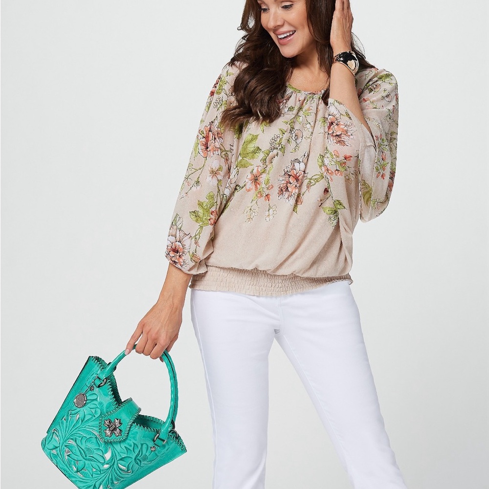 🌷Patricia Nash🌷100% Handmade Leather Crossbody, Tote/Bag, Green/Teal/Aqua NWT - Picture 13 of 13